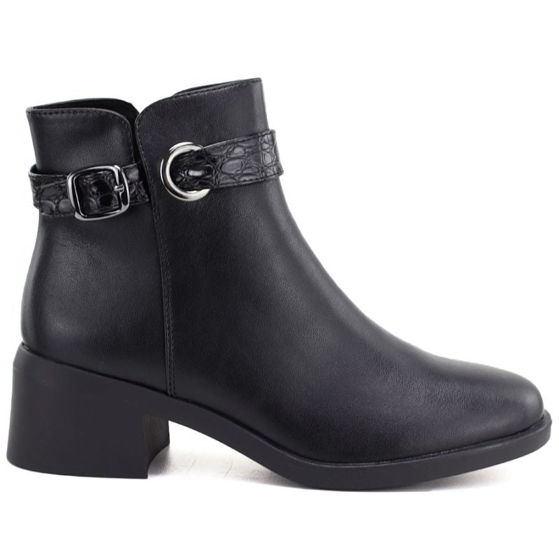 Women's leather ankle boots with insulated sole, black Sergio Leone BT-25-S