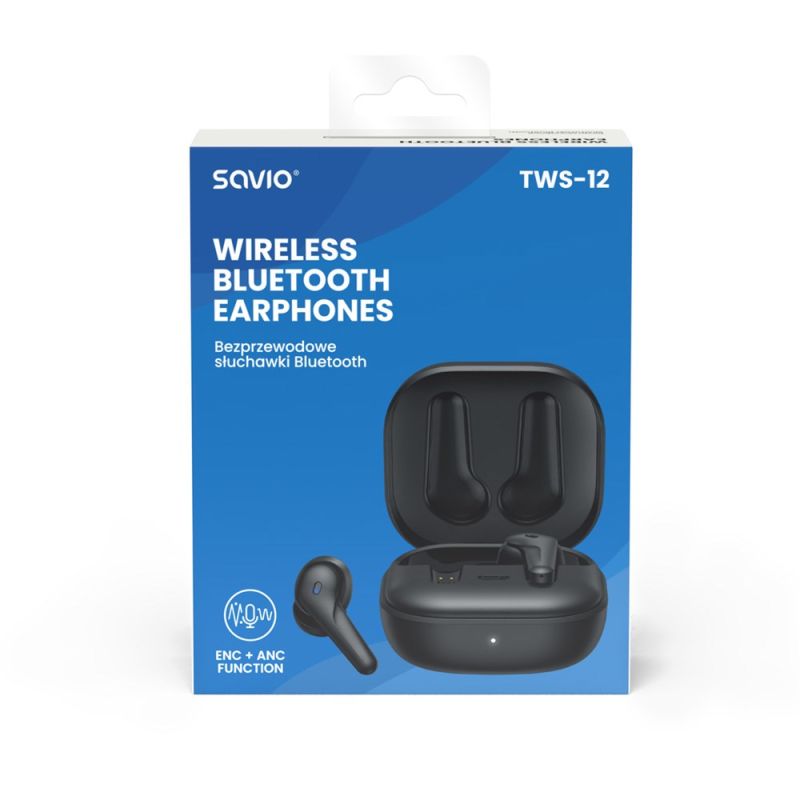 SAVIO WIRELESS BLUETOOTH 5.3 HEADPHONES WITH MICROPHONE, ANC, ENC, QC TWS-12 In preparation Your Sports Performance