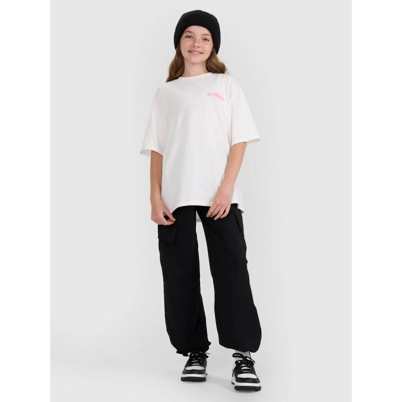 Oversized T-shirt with print for girls 4F 4FJRAW25TTSHF2935-11S 4f