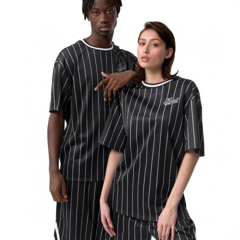 Karl Kani Chest Varsity Pinstripe Mesh Tee Light M 6038524 Clothing/Lifestyle/T-shirts/Karl Kani Your Sports Performance