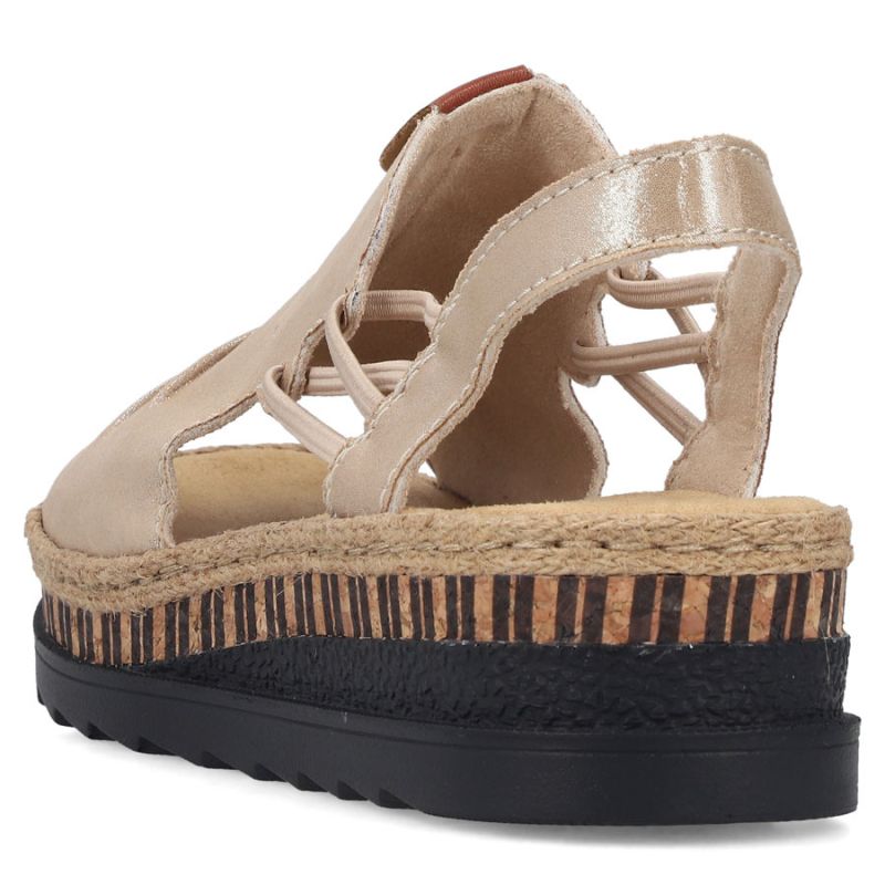 Rieker V7972-60 women's gold wedge sandals Rieker