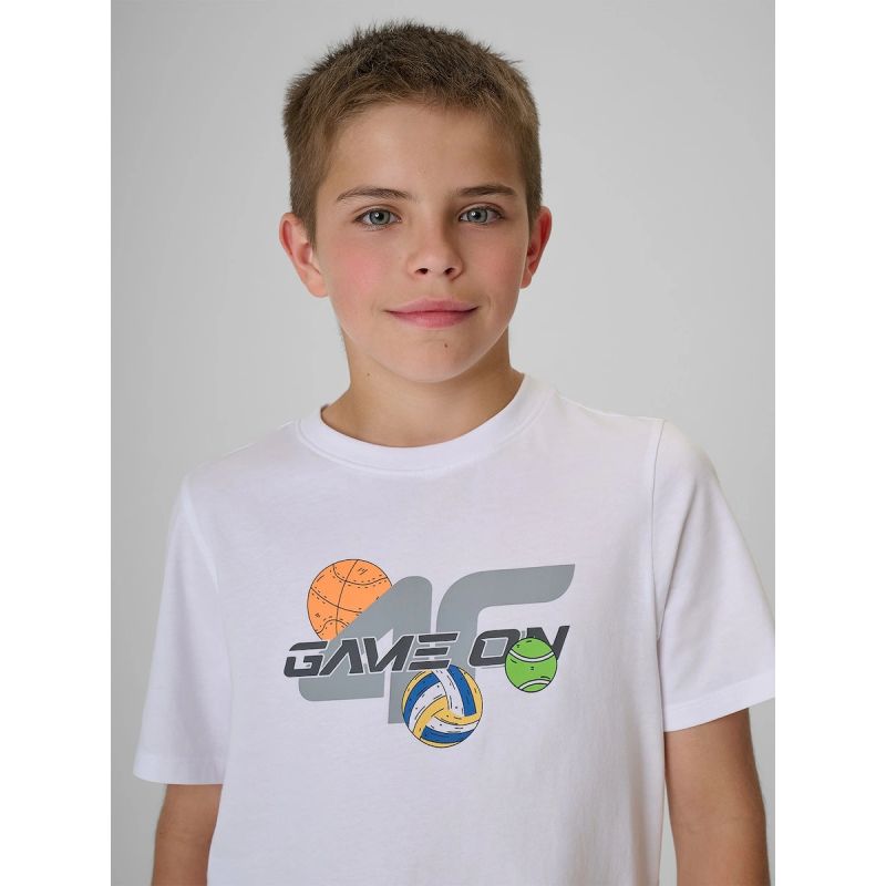 Boys' regular-fit printed T-shirt 4F 4FJRAW26TTSHM4346-10S