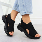 Women's closed-toe black sandals Potocki TO90302 Footwear Your Sports Performance