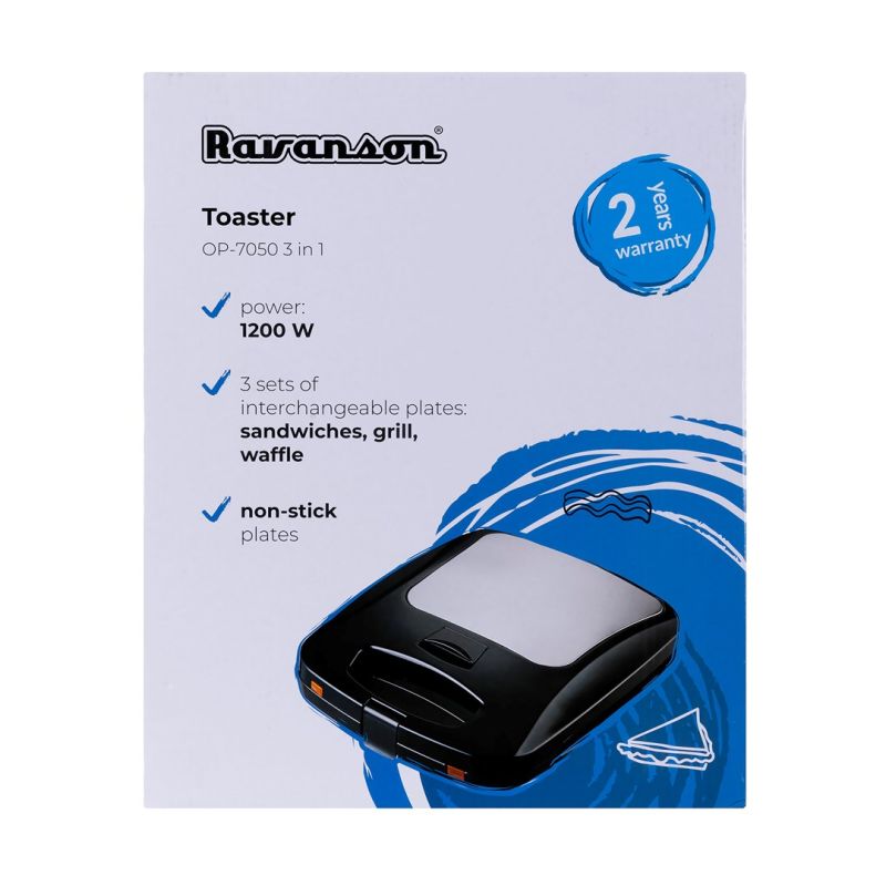 Ravanson OP-7050 3-in-1 Toaster (1200W; black) AGD - Produkty/Opiekacze Your Sports Performance