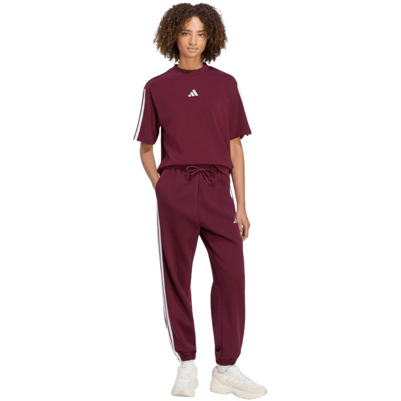 Women's adidas Essentials 3-Stripes Boyfriend T-Shirt in Burgundy KF6287