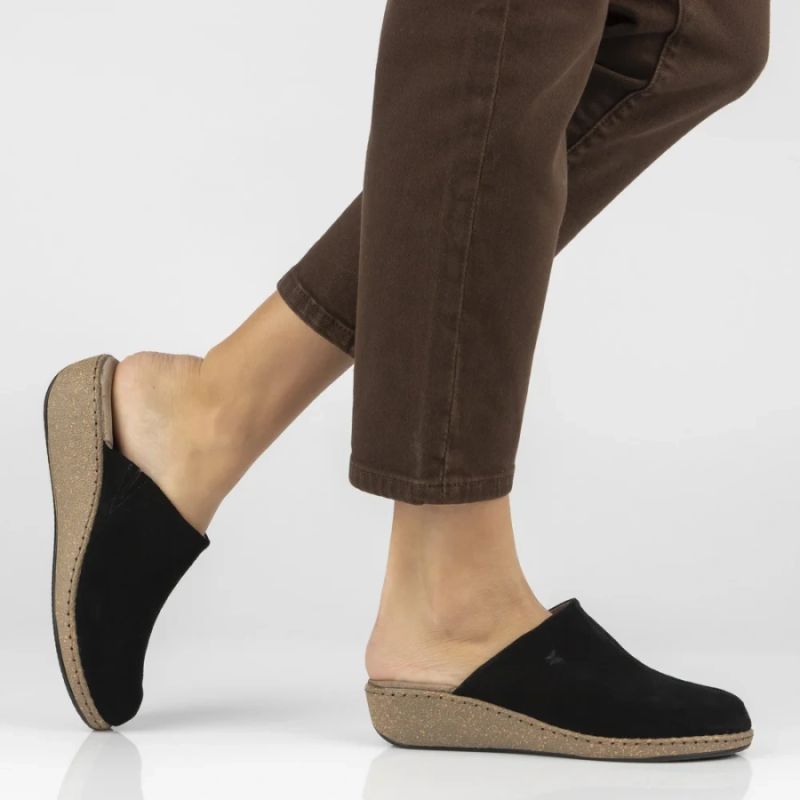 Black leather wedge sandals Filippo DK7567
