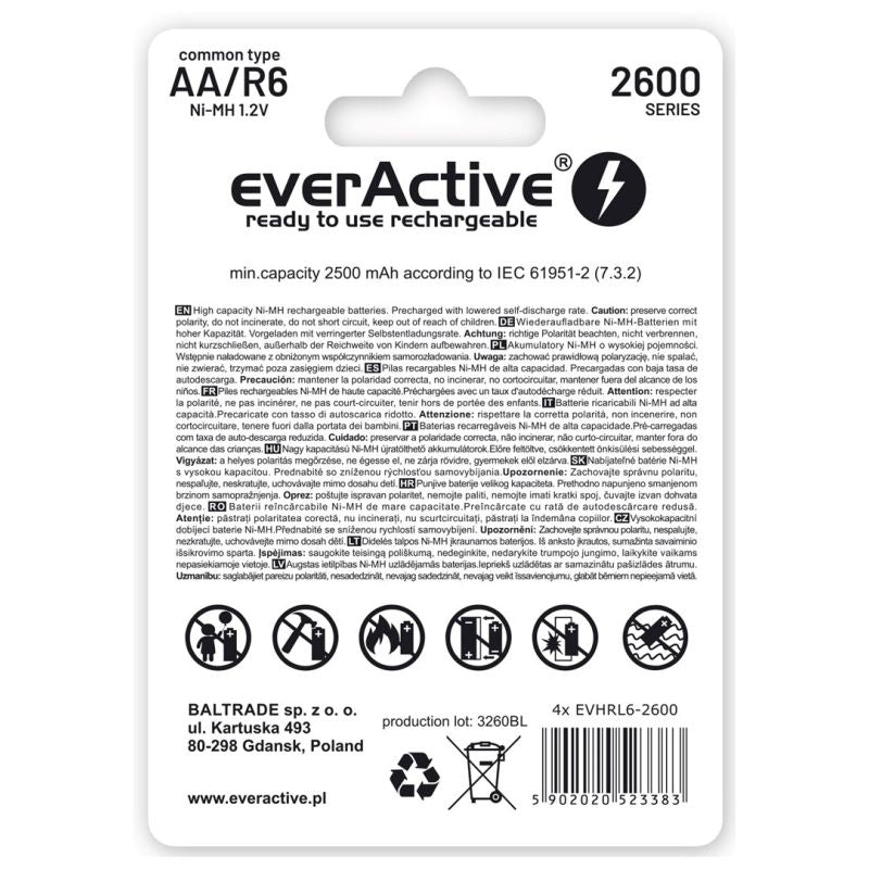 everActive Professional line EVHRL6-2600 battery pack (2600mAh ; Ni-MH) Baterie, akumulatorki i ładowarki/Akumulatorki Your Sports Performance