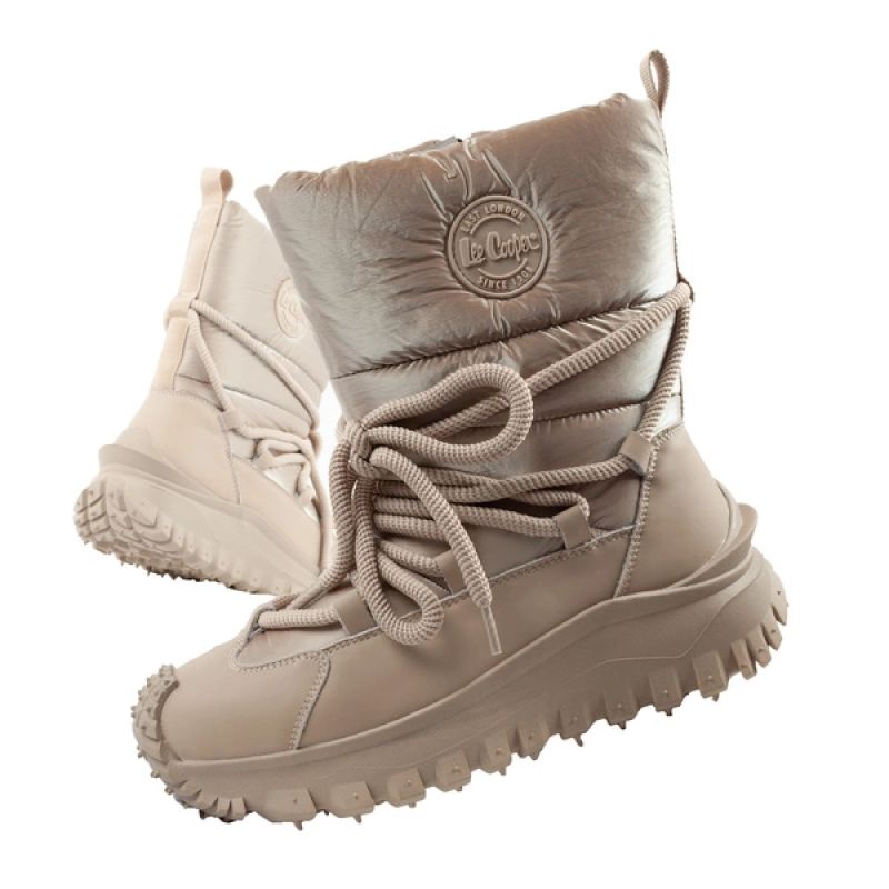 Lee Cooper women's winter trekking sports shoes, insulated, beige, natural leather Lee Cooper