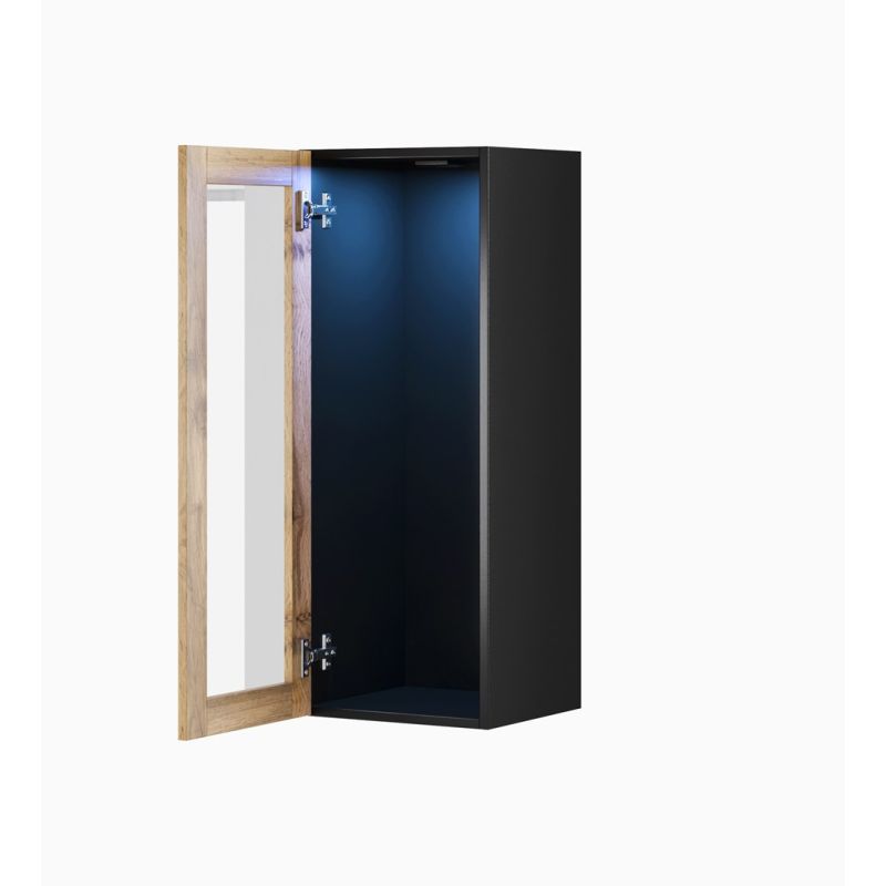 VIGO '90' display cabinet, glass 90/35/32, black/wotan oak Bufety i witryny/Bufety i witryny na drewnianej podstawie Your Sports Performance