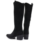 Black suede cowboy boots with a block heel M.Daszyński SA261-6
