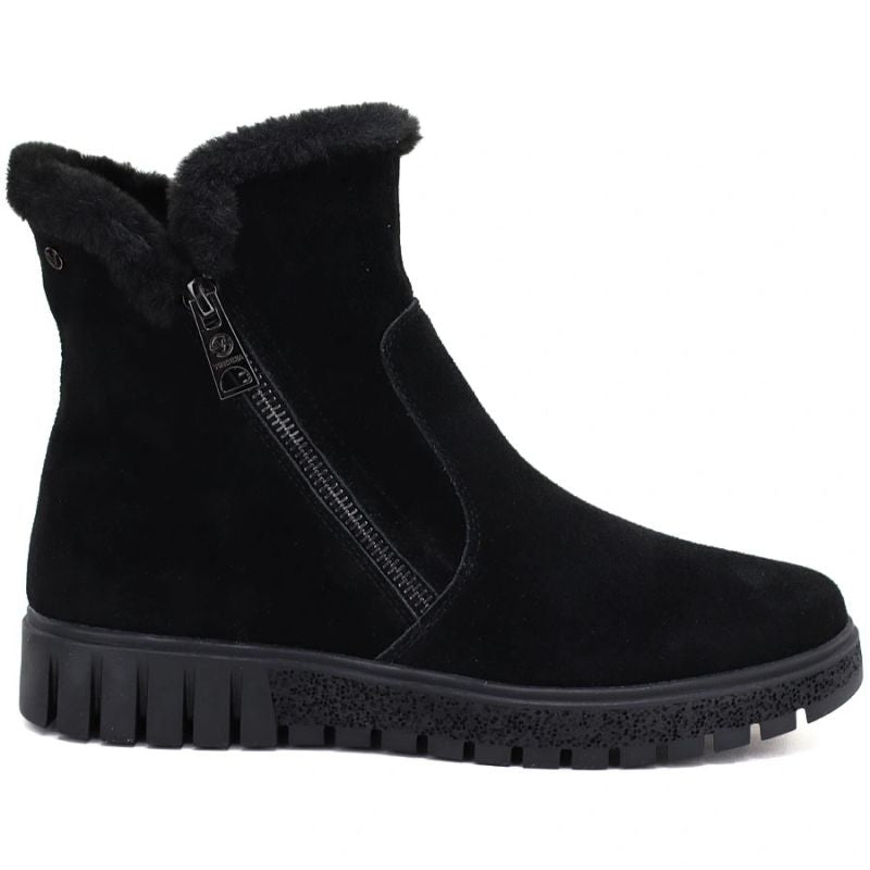 Women’s Black Lined Leather Ankle Boots Vinceza 133126