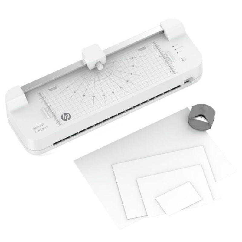 HP ONELAM COMBO A3 Laminator, cold/hot, integrated trimmer, corner rounder, speed 40cm/min + 15 pouches: 3xA4, 4xA5, 4xA6, 4xB-CARD, white Urządzenia biurowe/Laminatory Your Sports Performance