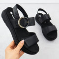Women's leather wedge sandals black Remonte D2K50-00 Footwear Your Sports Performance