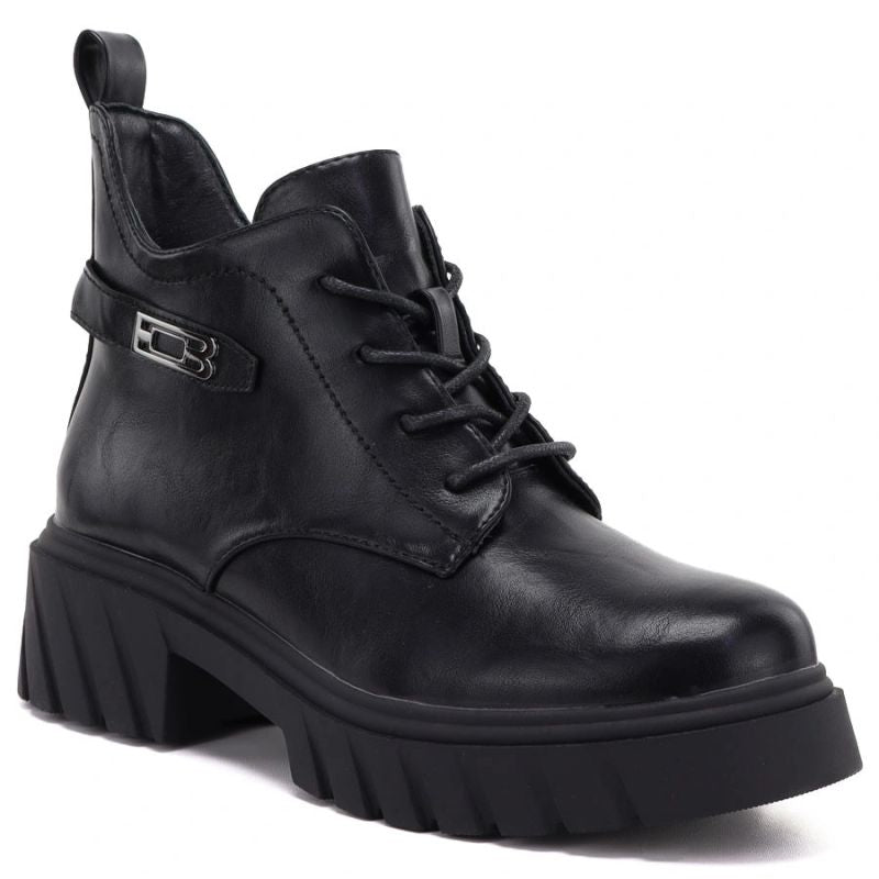 Women’s black ankle boots with block heel and platform, Jezzi MR2502-3