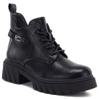 Women’s black ankle boots with block heel and platform, Jezzi MR2502-3