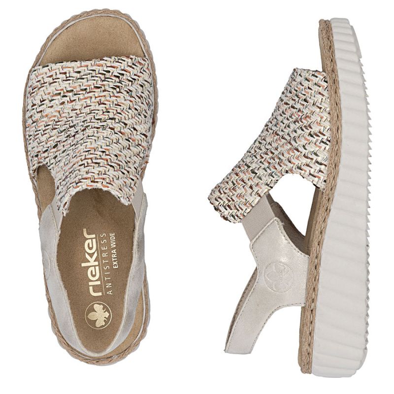 Women's beige woven platform sandals Rieker 69276-60 Rieker