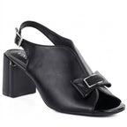 Women's black Jezzi RMR25112-3 block heel sandals with bow Jezzi