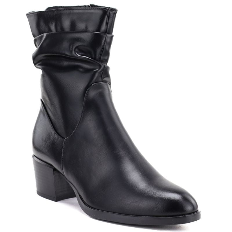 Women's high-heeled ankle boots with a gathered upper, black Vinceza 58682