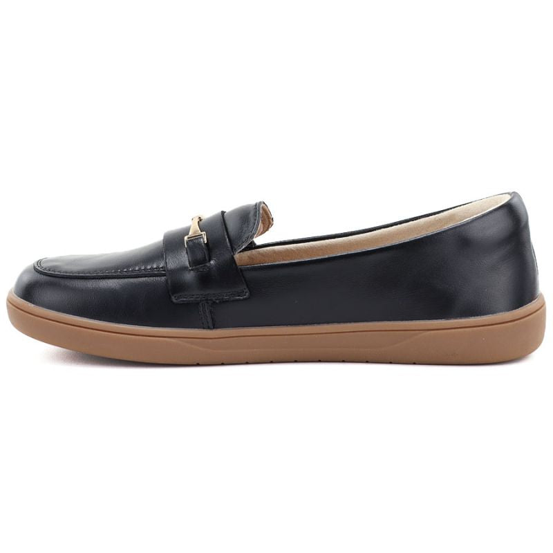 Women's leather moccasin shoes, wide, black, Potocki JE19507