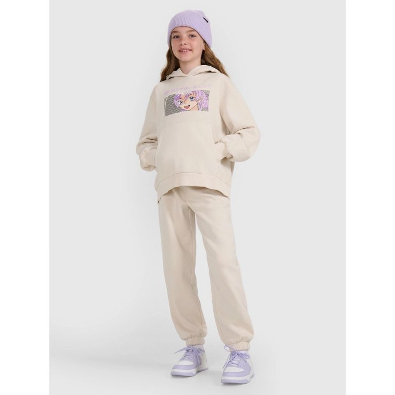 Girls' sweatshirt with hood, open, 4F 4FJRAW25TSWSF2294-11S *Kategoria tymczasowa Your Sports Performance