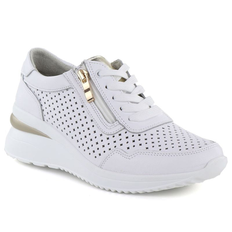 White openwork leather wedge sneakers Vinceza 95402 Vinceza