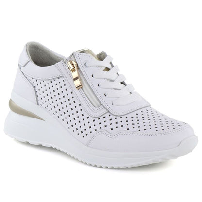 White openwork leather wedge sneakers Vinceza 95402 Vinceza