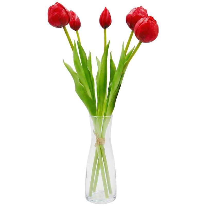 BOUQUET OF 5 RED PEONY TULIPS 39 CM LIFE-LIKE SPRING DECORATION Home and Garden/Equipment Your Sports Performance