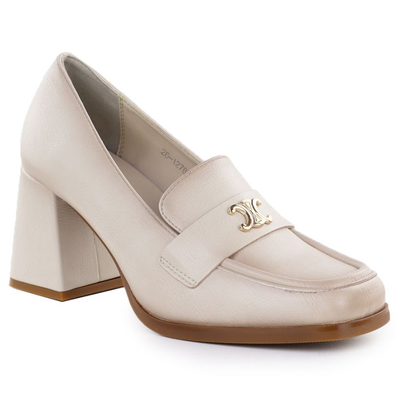 Women's beige heeled moccasins Potocki SZ12783 To be categorized Your Sports Performance
