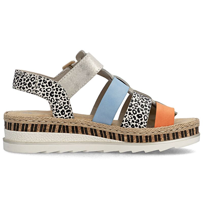 Rieker V7904-90 Women's Leather Wedge Sandals Rieker