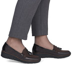 Rieker 53771-25 women's leather wedge shoes, comfortable brown