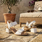 Women's leather sandals on a block heel white Remonte by Rieker D1K51-80