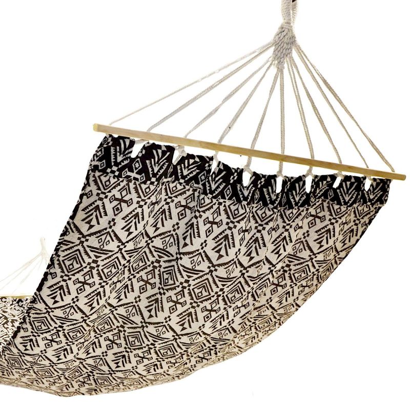 GARDEN HAMMOCK FOR 1 PERSON 200X100CM WITH SPREADER BAR ETHNO BLACK AND WHITE Home and Garden/Garden Your Sports Performance