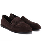 Women's Chocolate-Brown Leather Loafers Vinceza 67028
