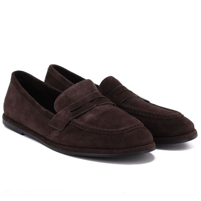 Women's Chocolate-Brown Leather Loafers Vinceza 67028
