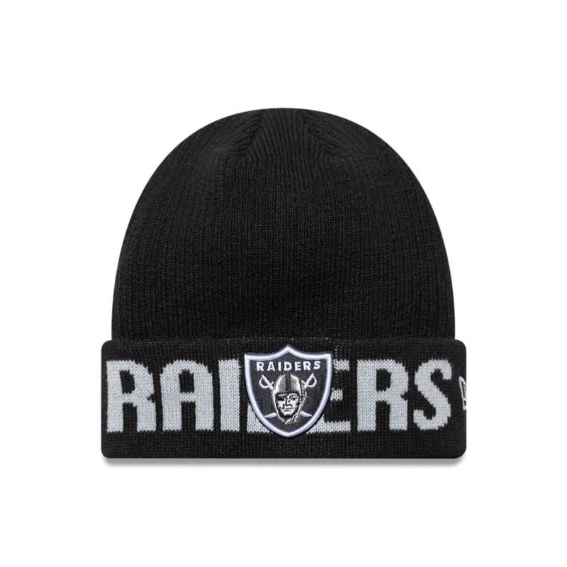 New Era NFL Las Vegas Raiders Wordmark Black Cuff Knit Beanie - 60691248 Odzież/Czapki/Czapki z daszkiem Your Sports Performance