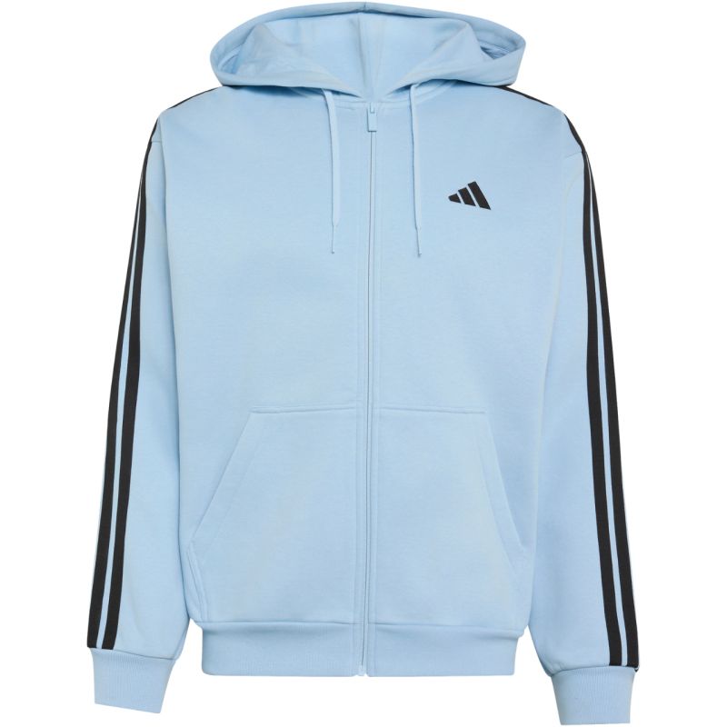 Men's adidas Essentials 3-Stripes Fleece Full-Zip Hoodie, Sky Blue KY4143