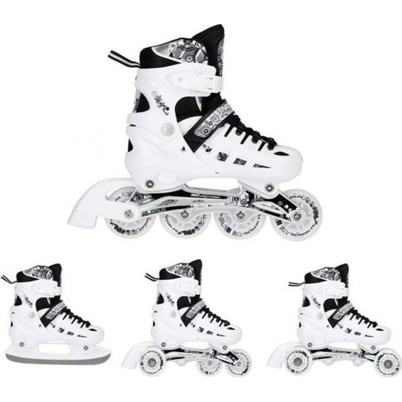 NH10905 4in1 WHITE LED SIZE S(31-34) ROLLER SKATES WITH DIMENSIONAL HOCKEY BLADE NILS EXTREME Import z Action/Skating/Rolki, wrotki Your Sports Performance