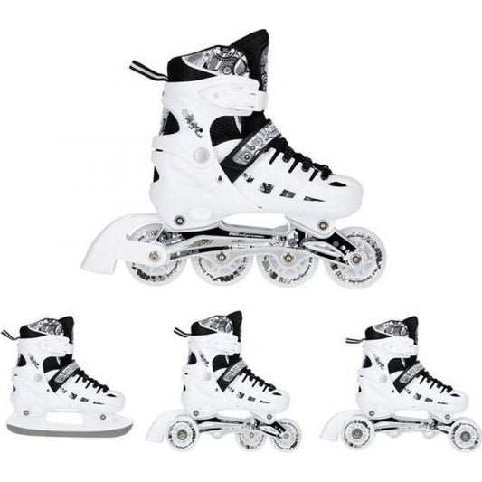 NH10905 4in1 WHITE LED SIZE S(31-34) ROLLER SKATES WITH DIMENSIONAL HOCKEY BLADE NILS EXTREME Import z Action/Skating/Rolki, wrotki Your Sports Performance