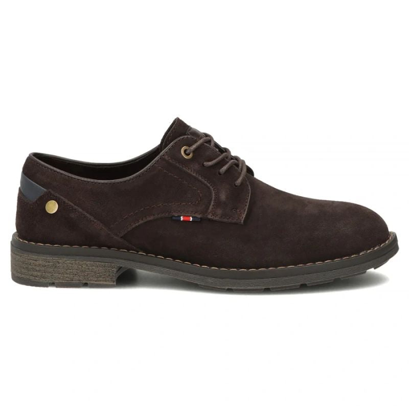 Men's casual leather shoes, suede, dark brown, Filippo MP8317