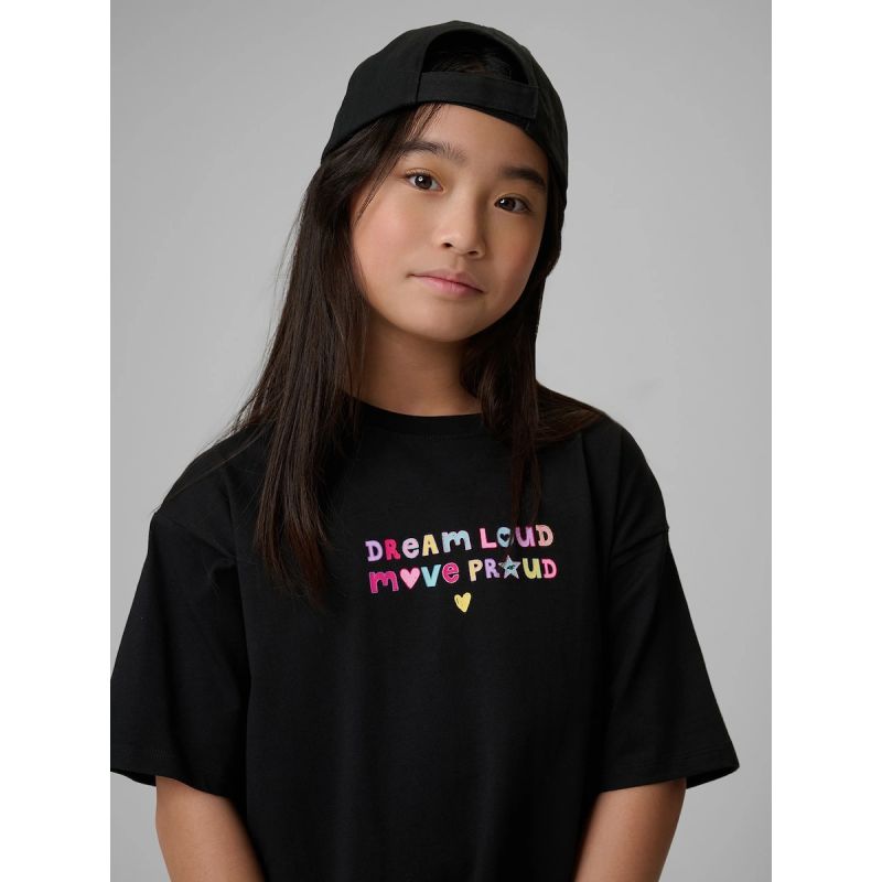 Girls' loose T-shirt with print 4F 4FJRSS26TTSHF4137-20S 4f