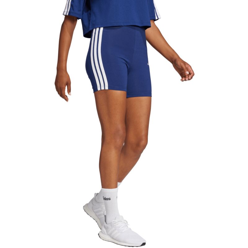 Women's adidas Essentials 3-Stripes High Waisted Biker Shorts Blue JE1225