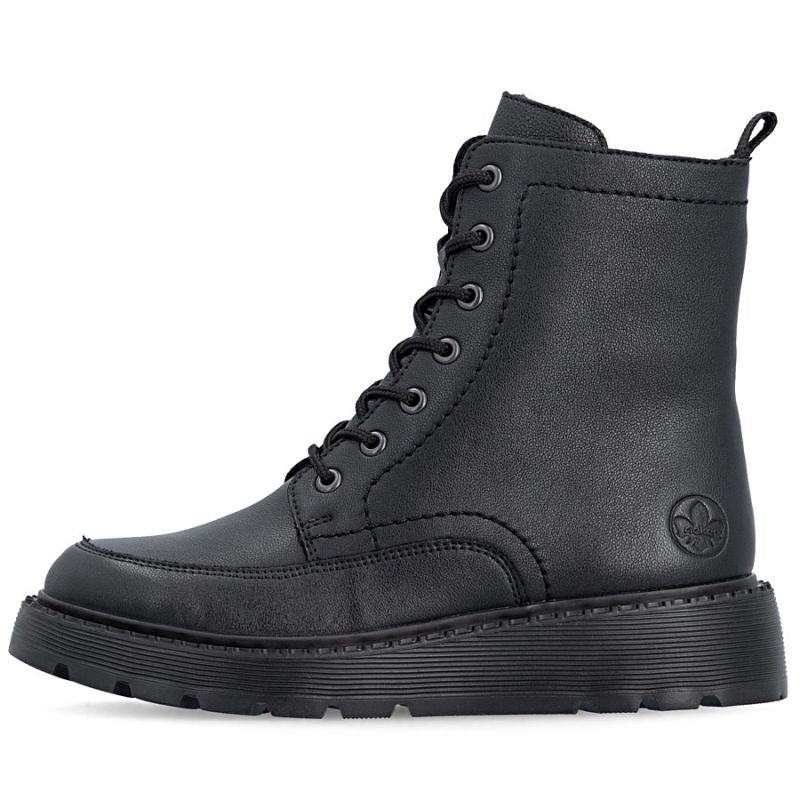 Women's leather ankle boots with platform, black, Rieker 70410-00