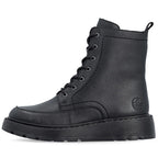 Women's leather ankle boots with platform, black, Rieker 70410-00