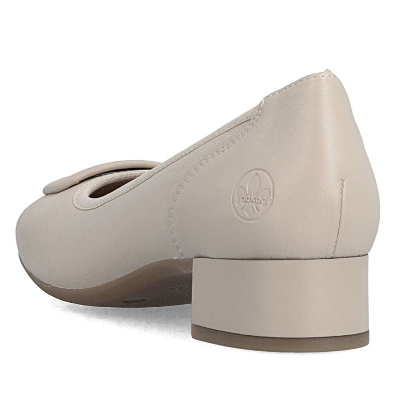 Women's leather pumps with low heels, beige, Rieker 43453-62 To be categorized Your Sports Performance