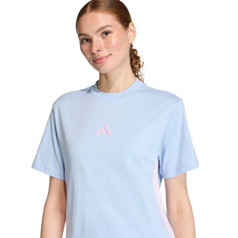 Women's adidas Essentials 3-Stripes Cotton T-shirt, light blue KB7119