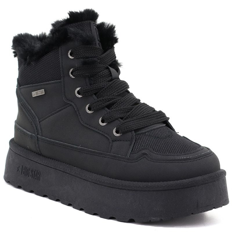 Women's black Big Star platform snow boots UU274167