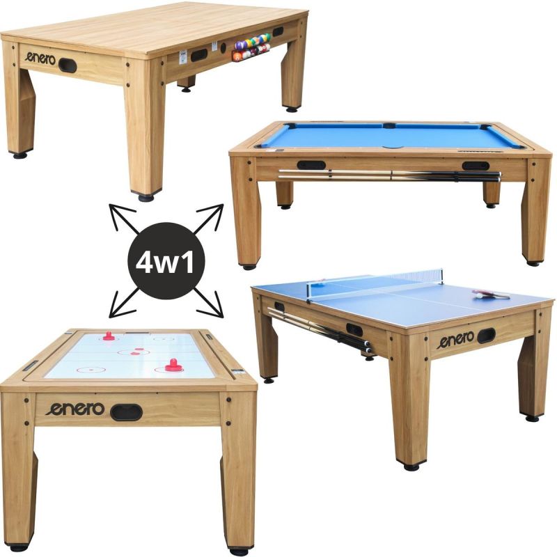 4-IN-1 MULTIGAMING TABLE BILLIARDS TABLE TENNIS HOOK-UP DINING TABLE 214x121.6x81.3CM WOODEN ENERO Accessories Your Sports Performance