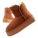 D.Franklin women's winter snow boots, fashionable fur lined, brown ankle boots D.Franklin