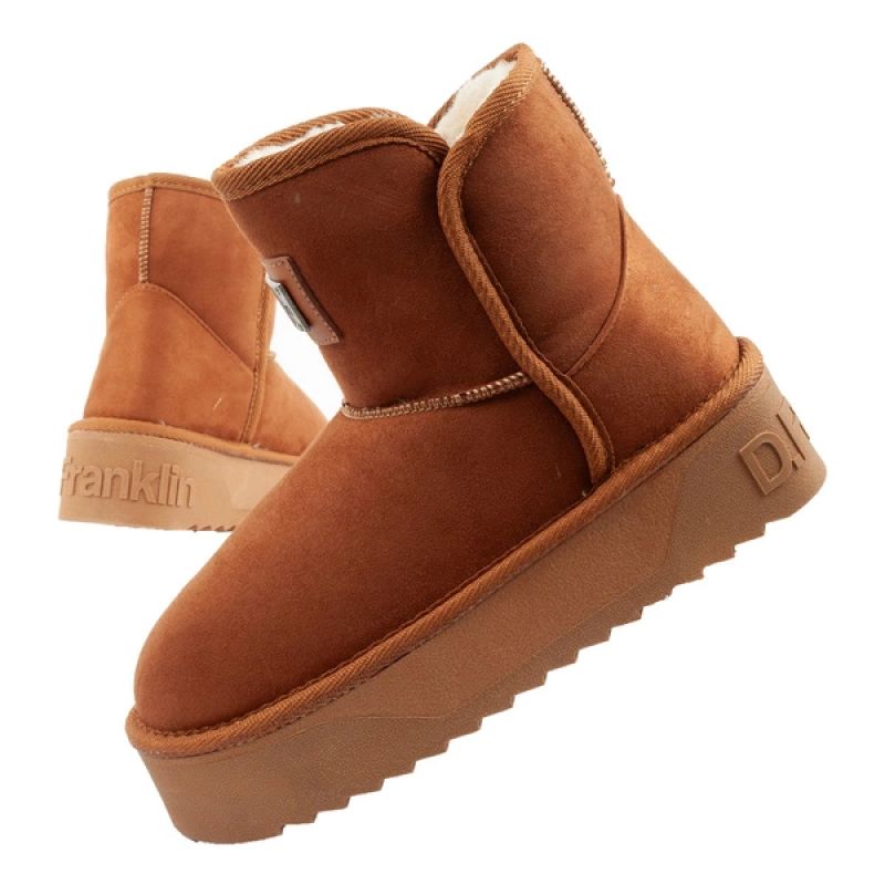 D.Franklin women's winter snow boots, fashionable fur lined, brown ankle boots D.Franklin