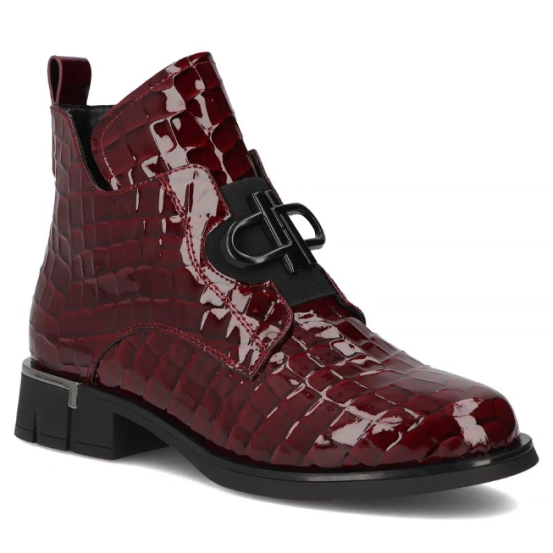 Women’s burgundy patent leather croc-effect ankle boots Filippo DBT7191